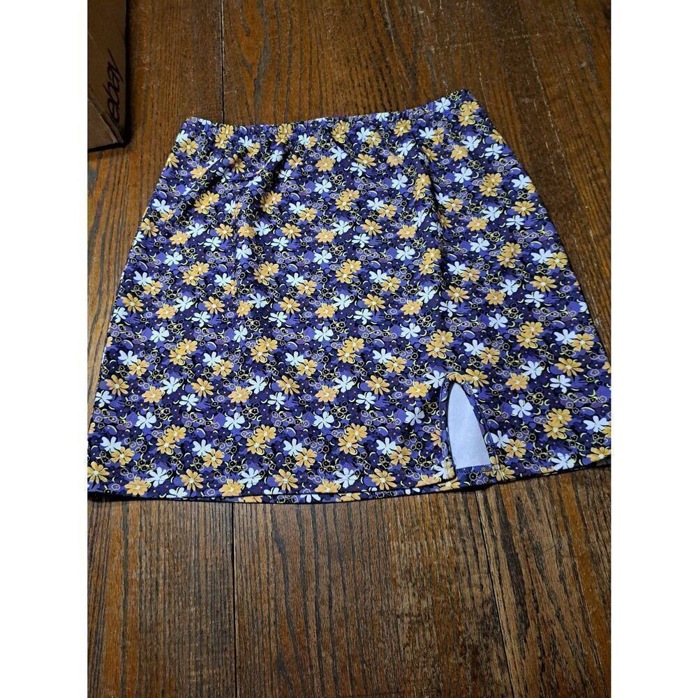 2XL SheIn Curve Elastic Waist Front Slit Floral Mini Micro Skirt